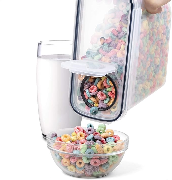 Cereal Containers Storage Set - 3 Piece Airtight Large Dry Cereal Container (135.2oz), BPA Free Dispenser Plastic Cereal Storage Containers with 16 Labels & Pen