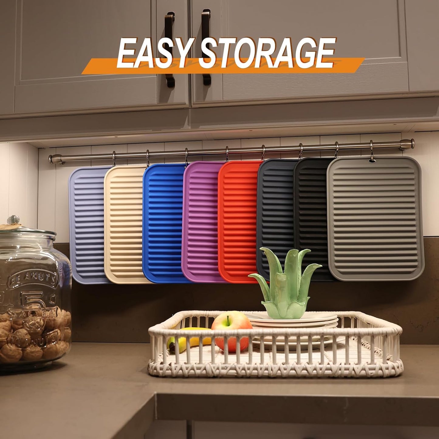 Joyhalo 4 Pack Silicone Trivets for Hot Pots and Pans,480℉ Heat Resistant Trivets for Hot Dishes,Hot Pads for Countertop,Kitchen Potholders,Red