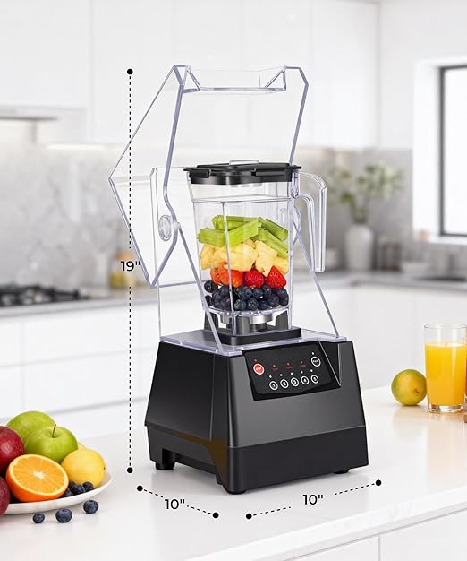 SYBO HS-210 Commercial Professional Blender with Quiet Shield, Heavy-Duty 1400W High-Speed, 48oz BPA Free Container, Easy to Clean, Dishwasher safe, for Juice, Ice Shakes, Smoothies, Frozen Drinks