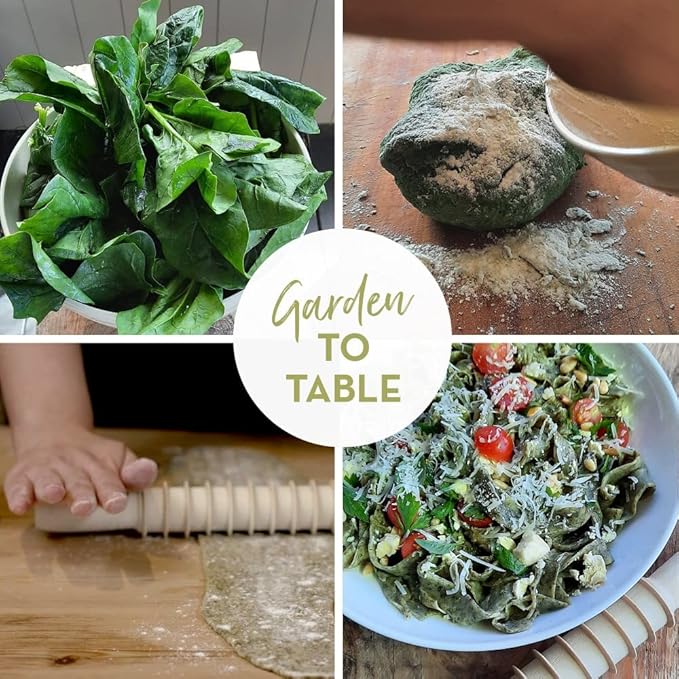 Wooden Pasta Cutter Pappardelle Pasta Maker Rolling Pin Made in Italy with Pasta Recipes