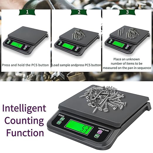 66LB 30kg Large Digital Kitchen Scale Food Scale for Baking Cooking Bread Meat Scales with Tare and Prep Counting LCD Display with Adapter, 6 Unit (Grey, 30kg)