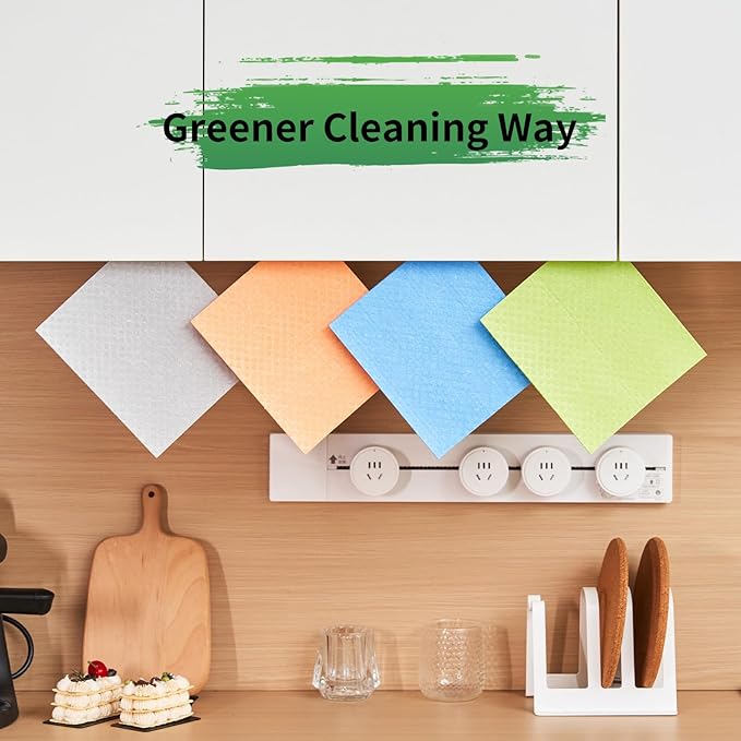 YEEHAW Swedish Dishcloths for Kitchen 10 Pack, Cellulose Sponge Cloths, No Odor Reusable Cleaning Cloths, Super Absorbent Dish Cloth Hand Towel for Kitchen, Bathroom, Glass Surface, Furniture