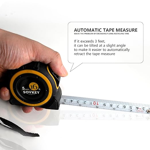16ft(5-Meters) Tape Measure, Self-Lock, Dual Scale,Easy Read Measuring Tape
