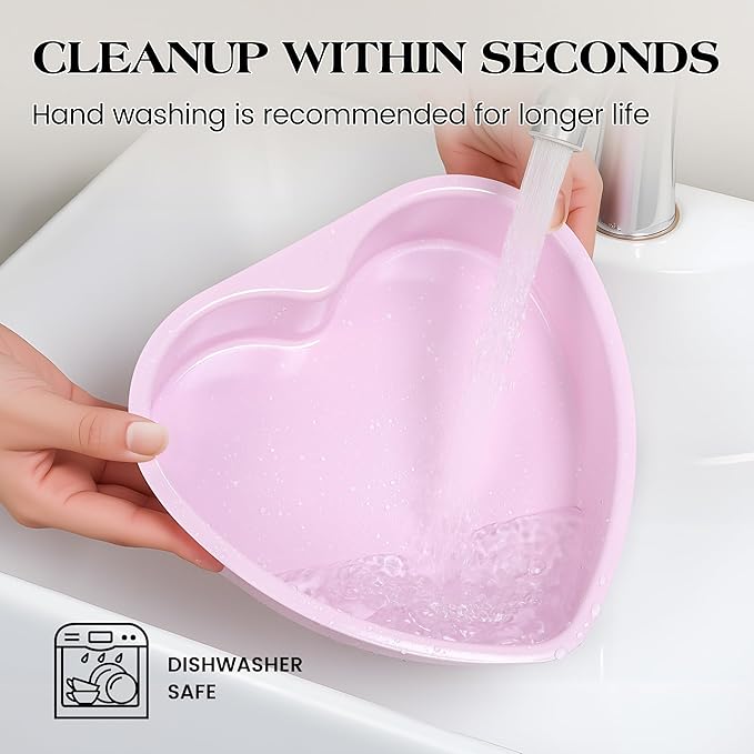 8 Inch Heart Shaped Cake Pans Set 2 Pack Nonstick Cake Pan for Baking Carbon Steel Large Heart Molds (Pink)