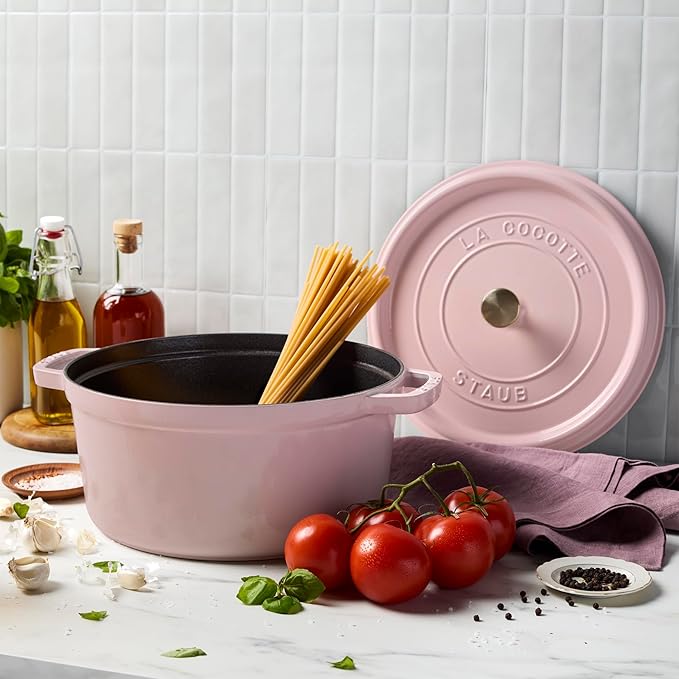 Staub Cast Iron Round Cocotte 7-quart-Peony Pink
