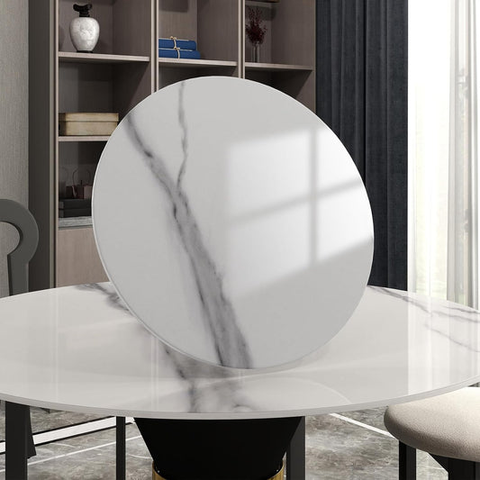 31.5" Lazy Susan for Table Top Sintered Stone Rotating Serving Tray for Dining Table, Kitchen Lazy Susan Organizer Spinning Rotating Food Server Party Centerpieces