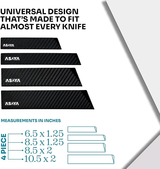 Asaya Professional Knife Edge Guards -Universal Blade Covers - Extra Strength, ABS Plastic and BPA-Free Felt Lining, non-Toxic and Food Safe - Knives Not Included (4Pcs)