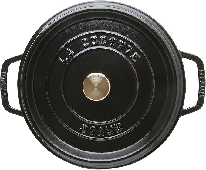 STAUB Cast Iron Dutch Oven 4-qt Round Cocotte, Made in France, Serves 3-4, Matte Black