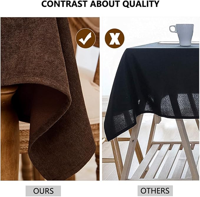 Table Cloth Rectangle Table Cover 55x71 Inches Soft-Brushed Finish Wrinkle Free and Waterproof Coffee Brown Rectangle Tablecloth for Kitchen Party Buffet Wedding