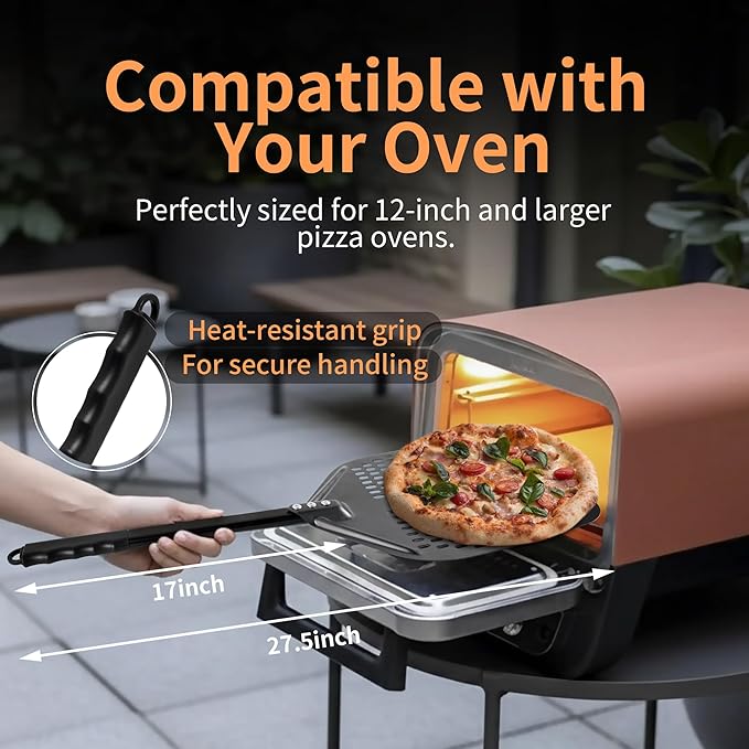 Pizza Peel, 12 Inch Non-Stick Pizza Paddle, Detachable Aluminum Paddle with Non-Slip Comfort Handle, Perfect Baking and Easy Pizza Handling in Kitchen