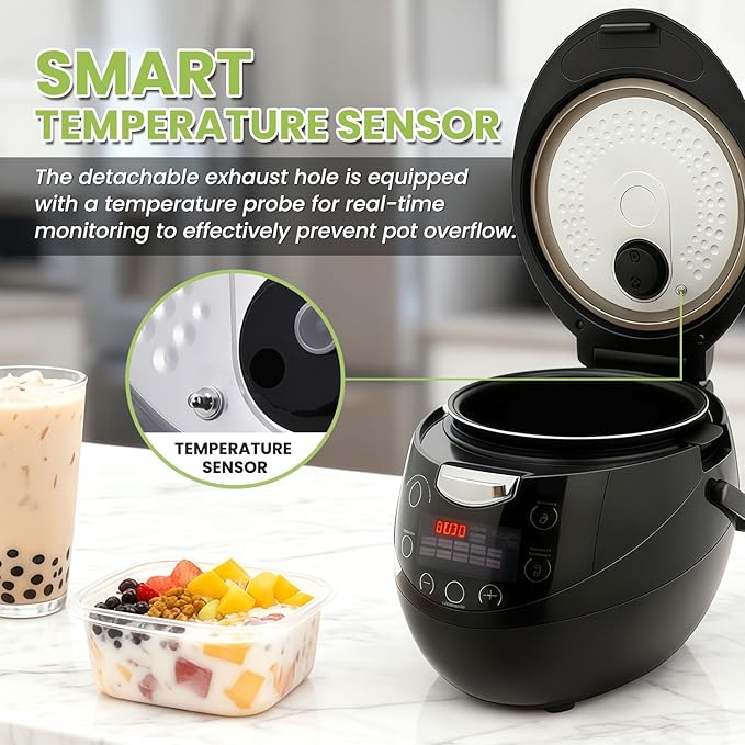 6L Boba Cooker Commercial, Automatic Boba Maker Machine with Even Heat Distribution, Intelligent Tapioca Cooker, for Milk Tea Stores Restaurants Dessert Stores Lounge, 900W