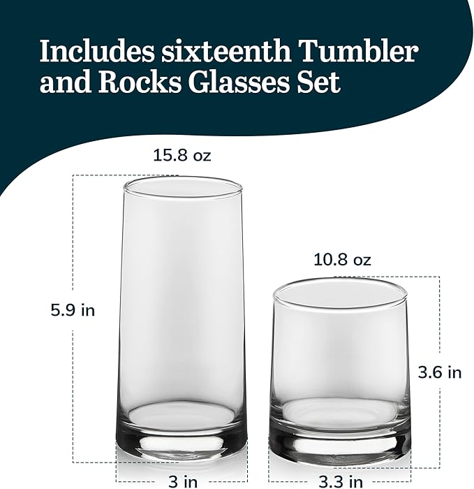 Libbey Cabos 16-Piece Tumbler and Rocks Glass Set