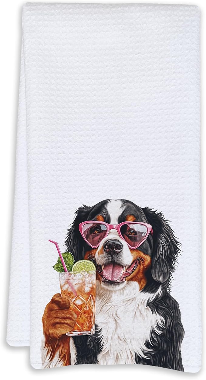 Cabana Bro Bernese Mountain Dog Gifts Kitchen Towels, Bernese Mountain Dog Gifts for Women Decorative Hand Towels for Bathroom, Funny Berner Cocktail Tequila Dish Tea Towels for Kitchen, 16x24 Inch