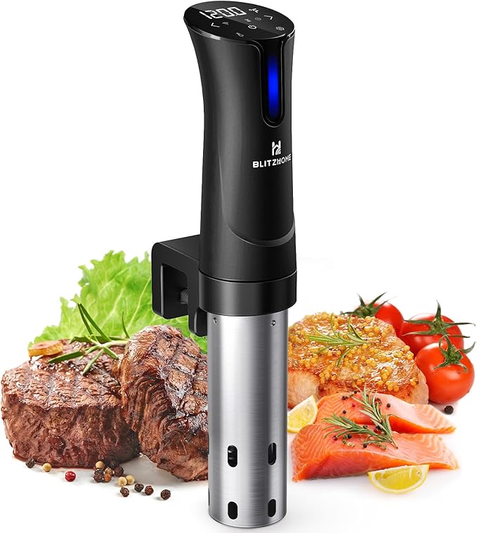 BLITZHOME Sous Vide Machine, 1100W Sous Vide Cooker with Accurate Temperature & Timer, Ultra Quiet Stainless Precision Immersion Circulator Device, Kitchen Gadgets with Recipes…