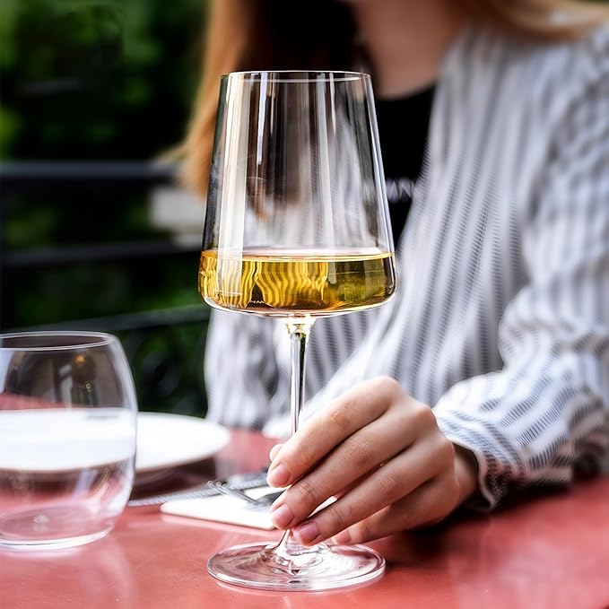 KAMMAK Wine Glasses Set of 2, 17 oz Hand Blown Crystal Bordeaux Wine Glasses, Thin Rim & Long Stem, Perfect for Red & White, Daily Use, Wedding Anniversary or Birthday Gift with Gift Box, S85BJ52