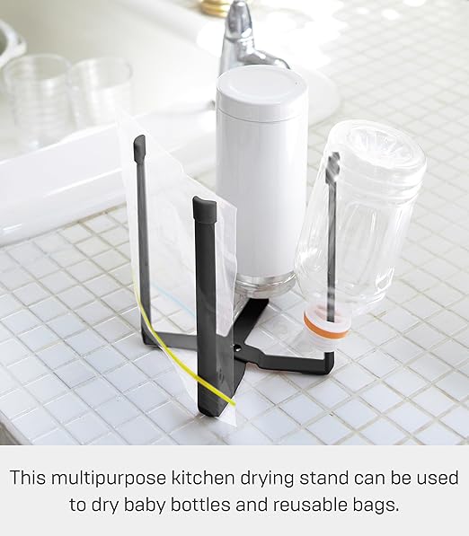 Yamazaki Home Tower Kitchen Multi Eco Stand - Multifunctional Compost Bag and Small Bottle Holder - Small - Steel