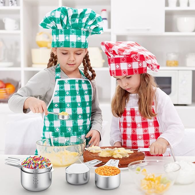 Stainless Steel Measuring Cups, Wildone Metal Measuring Cups Set with Easy to Read Markings for Measuring Dry or Liquid Ingredients, Set of 7