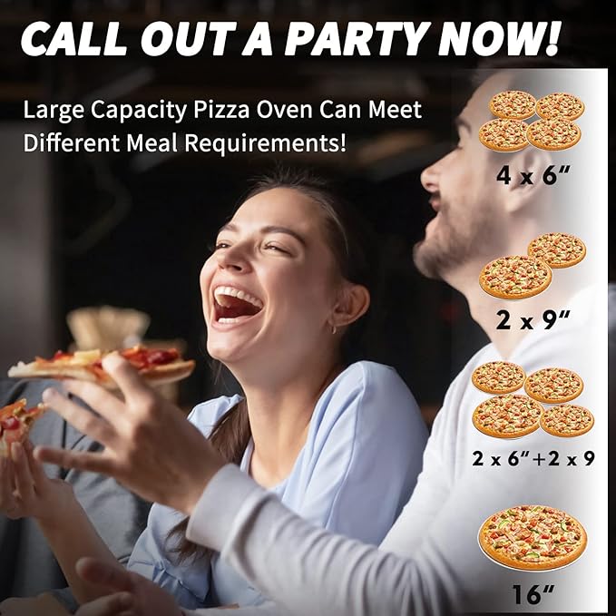 16" Outdoor Pizza Oven Propane & Wood Fired Multi-fuel Large Stainless Steel Pizza Grill with Gas Burner, Wood Tray Pizza Stone, Pizza Peel, Carry Bag (Black)