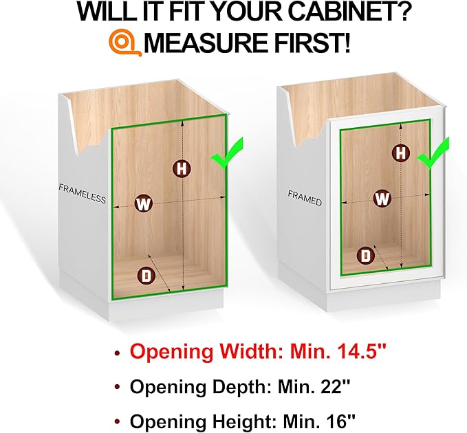 2-Tier Cabinet Pull Out Shelves (14" W x 22" D), Slide Out Shelves for Kitchen Cabinets, Metal Under Cabinet Roll Out Shelf