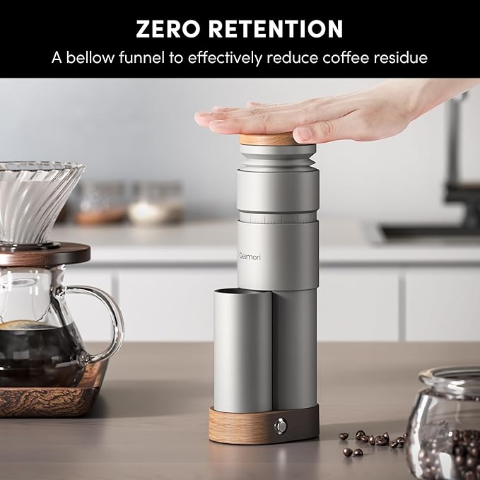 wirsh Burr Coffee Grinder, Portable Electric Coffee Grinder Geimori T38 Plus with 38mm 6-Core Conical Burr,Stepless Grind Settings from Fine to Coarse for Espresso,Drip,French Press,Home&Travel Use