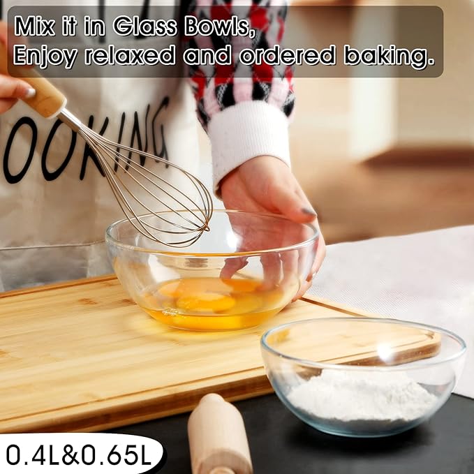 NUTRIUPS 5 Inch Small Glass Bowls, Glass Dessert Bowl Set, Clear Tempered Glass Sauce Bowls for Kitchen Microwave and Oven Safe