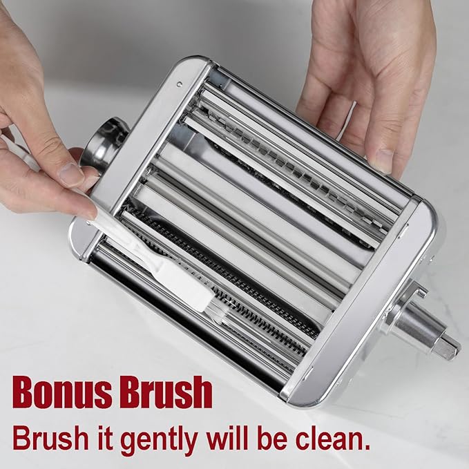 All Metal Pasta Maker Attachment for KitchenAid, 3 In 1 Pasta Attachment for Kitchen Aid Stand Mixer, 8 Gears Adjustable Pasta Roller Attachment for Fettuccine Linguine Pasta Sheets.