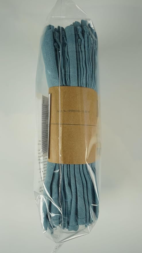 Solid Color Polyester Linen Blended Thin Dinner Cloth Napkins - Set of 12 (40 x 40 cm) - for Events & Home Use (Airy Blue)
