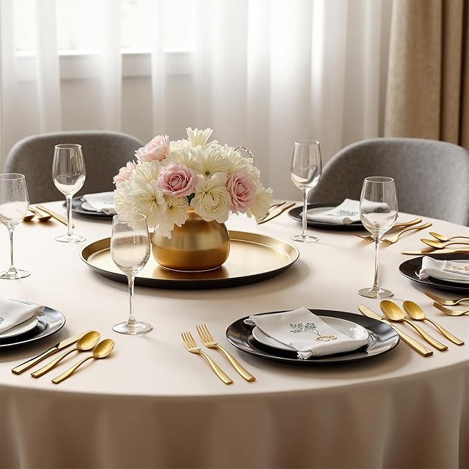 HIKAA Forged Silverware Set Stainless Steel Flatware Set,Service for 4,Matte Satin Polished Cutlery Set,Dishwasher Safe (Gold, 20PCS)