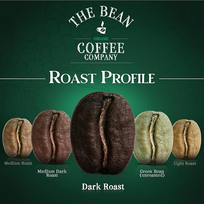 The Bean Organic Coffee Company Suzi's Power Bean, Dark Roast, Ground Coffee, 5-Pound Bag,Café molido tostado organico