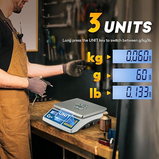 CGOLDENWALL Industrial Counting Scale lb/g/kg Digital Inventory Scale for Small Parts, Coins, Piece (88lb/0.0022lb, 40kg/1g)