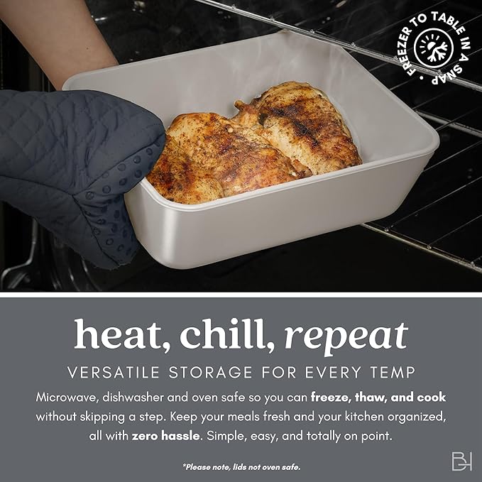 Ceramic Coated Glass Food Storage Containers | No PTFE, PFOA, PFAS, and BPA | Reusable Non Toxic Meal Prep Containers with Glass Lids | Easy To Store | 10 Piece Set [Crema]