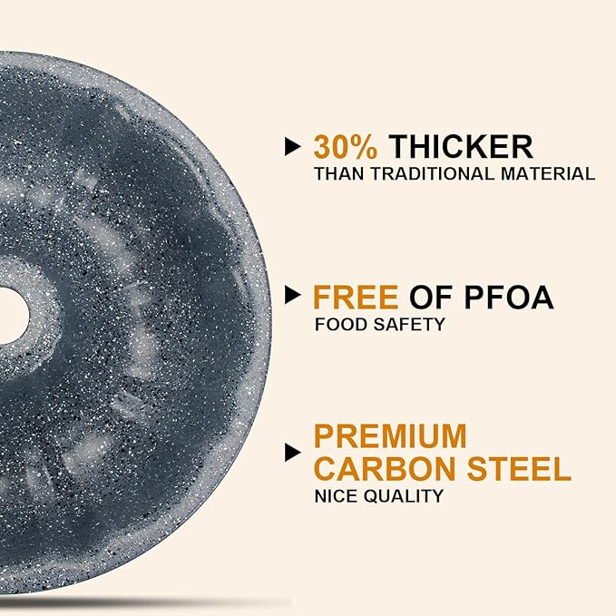 OAMCEG 2 Pack Bunte Cake Pan Nonstick 9.5 Inch Fluted Tube Cake Pans for baking, 10 Cups Heavy Duty Carbon Steel Tube Pan Baking Mold for Buntelet, Bavarois, Brownie (Pale Blue)