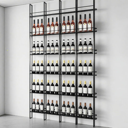 Wine Racks Wall Mounted, 6-Tier Wine Storage Holder, Black Industrial Bar Liquor Bottle Display Shelf, for Home Bar, Kitchen, Dining Rooms, & Wine Cellars (Black, 3 Column)