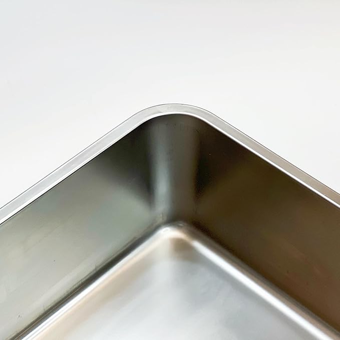 KUNWU Stainless Steel Sheet Pan 14"x10"x6", Rectangle Bakeware, Cake Pan Corrosion Resistant Easy Clean Durable (S (14"x10"), 6" Deep)