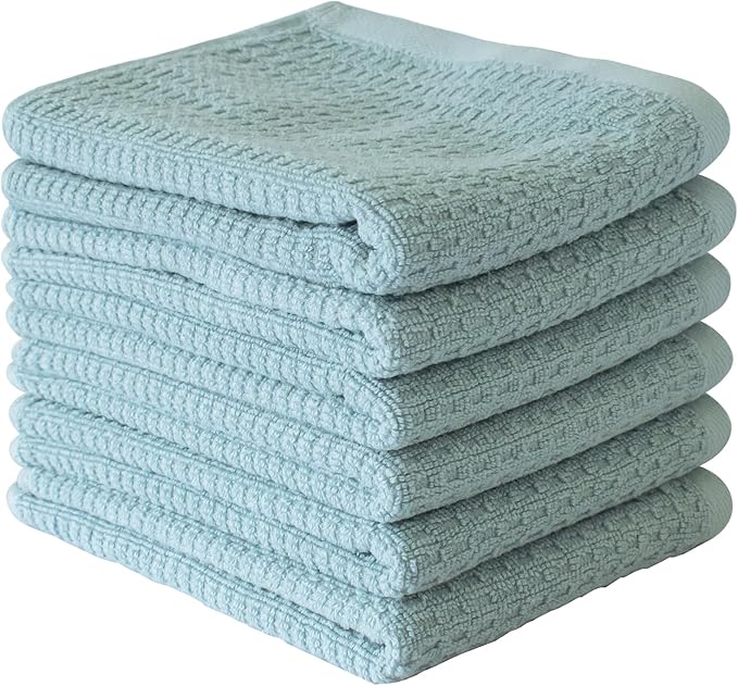 CRAFTSWORTH 100% Ring Spun Cotton Kitchen Towels, Pack of 6, 400 GSM, Super Soft & Absorbent, Aqua Solid, 15 x 26 Inches