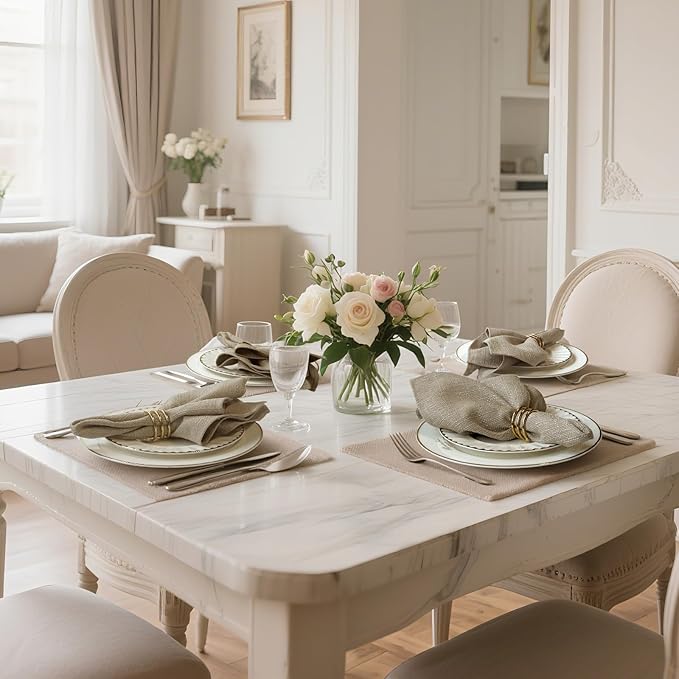 BALCONY & FALCON Cloth Napkins Set of 12 Washable Linen Napkins Absorbent Wrinkle-Free Fabric Napkin Bulk for Dinner Wedding Party Easter Thanksgiving Christmas Banquet (Beige 17.7"x17.7")