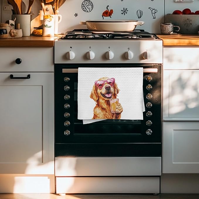 Cabana Bro Golden Retriever Gifts Kitchen Towels, Golden Retriever Gifts for Women Men Decorative Hand Towels for Bathroom, Funny Goldie Cocktail Tequila Beer Dish Tea Towels for Kitchen, 16x24 Inch