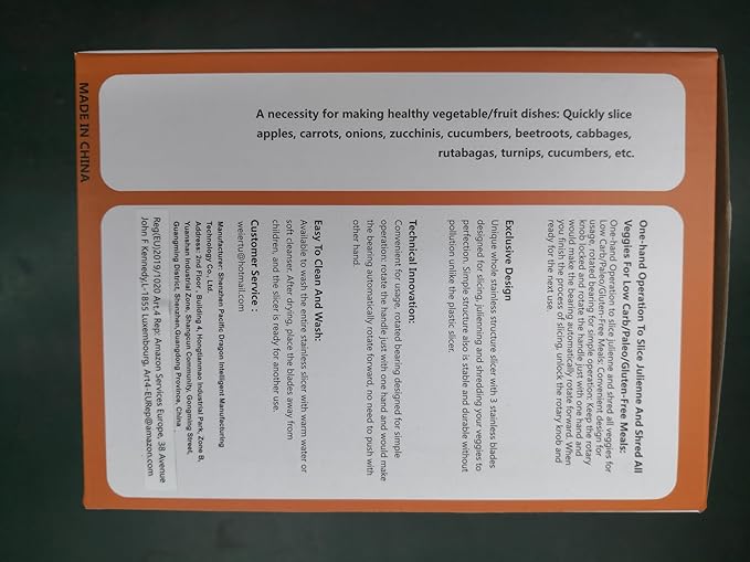 WellToBe 6-Blade Vegetable Spiralizer Spiral Slicer Veggie Pasta Spaghetti Maker for Healthy Low Carb/Paleo/Gluten - 304 Food Stainless Steel Body