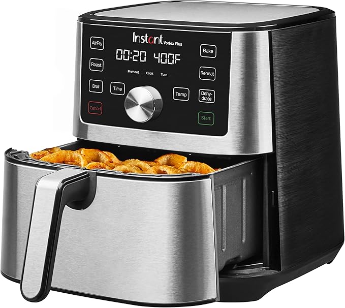 Instant Pot Vortex Plus 6QT XL Air Fryer, 6-in-1, Broils, Dehydrates, Crisps, Roasts, Reheats, Bakes for Quick Easy Meals, 100+ In-App Recipes, Dishwasher-Safe, from the Makers of Instant Pot, Black