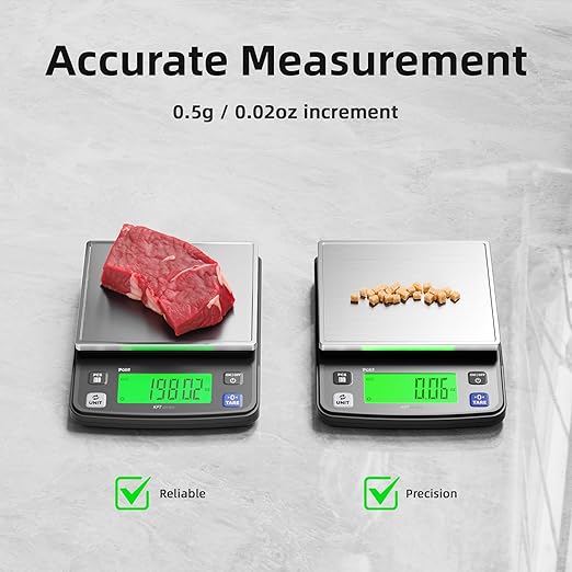 Polit KPT Digital Kitchen Scale – 0.5g Precision 13lb/6kg Food Scale with Stainless Steel Tray, Dual Power and Counting Mode for Cooking, Baking, Meal Prep and Seed or Hardware Uses
