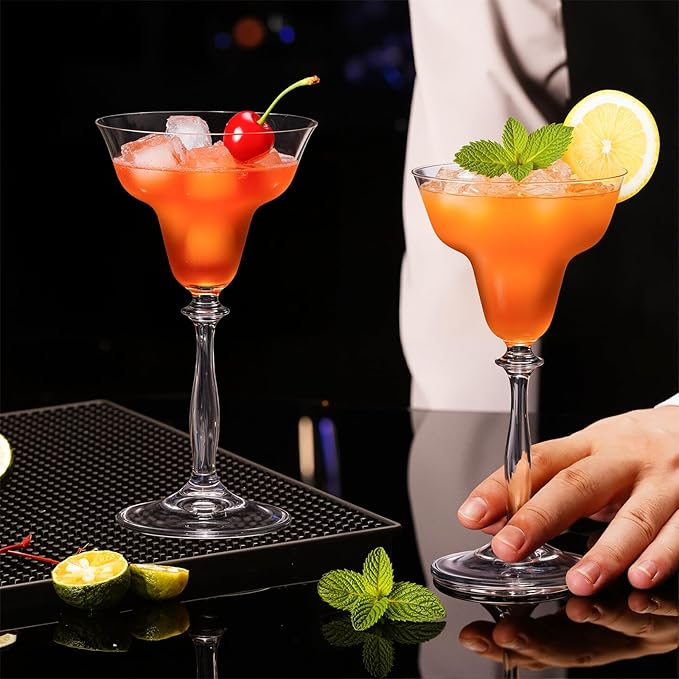 KAMMAK Margarita Glasses Set of 2, 6.7oz Crystal Coupe Glasses, Classic Cocktail Glassware for Espresso Martini, Manhattan, Modern Bar Drinkware for Party, Beach, Anniversary