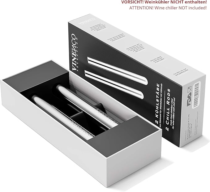 Wine Chiller Set & Chill Rods + Foil Cutter, Stopper, Ebook - Premium 3in1 Stainless Steel Bottle Cooler Stick, Decanting Aerator & Drip-Free Pourer | Bar Gift Men Women – Set with 2 Chill Rods
