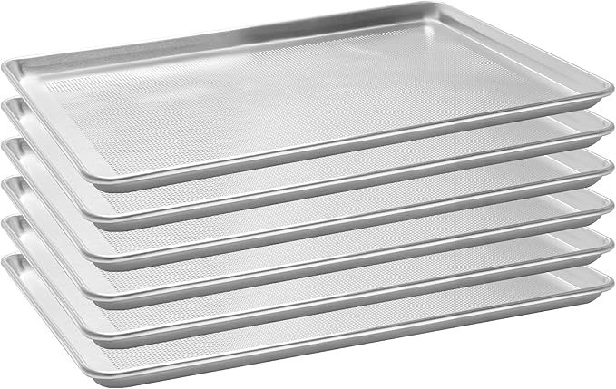 6 Pack Full Size Aluminum Perforated Baking Sheet Pan, 26"×18" Cookie Sheets For Oven in Bakery, Restaurant & Kitchen