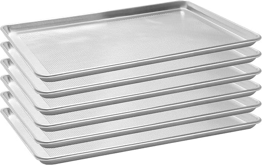 6 Pack Full Size Aluminum Perforated Baking Sheet Pan, 26"×18" Cookie Sheets For Oven in Bakery, Restaurant & Kitchen