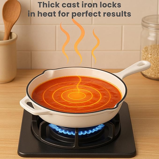 QuliMetal Enameled Cast Iron Cookware Set, 5 Pcs Pots and Pans with Lid, Skillet, Frying Pan, Saucepan & Dutch Oven for All Stovetops, PFA Free - Ideal for Sourdough Bread Baking