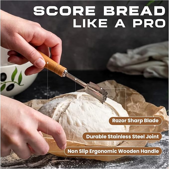 Banneton Bread Proofing Basket Set by Kutir - 9 Inch Round & 10 Inch Oval Sourdough Baskets with Linen Liner, Bread Lame, Dough Scraper - Baking Kit for Artisan Bread Making