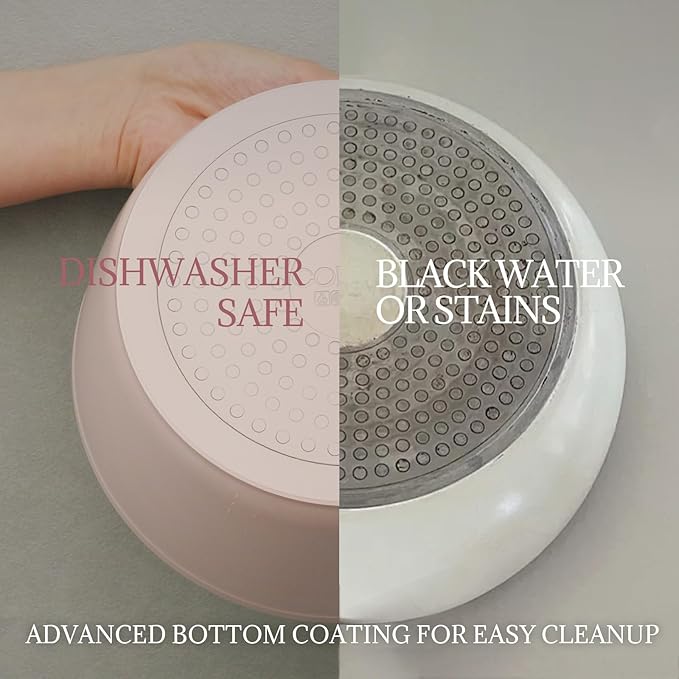 23Pcs Ceramic Cookware Set Non Stick Pots and Pans Set Non Toxic with Detachable Handle Induction Kitchen Cookware Set Space Saving, Oven & Dishwasher Safe, Pink