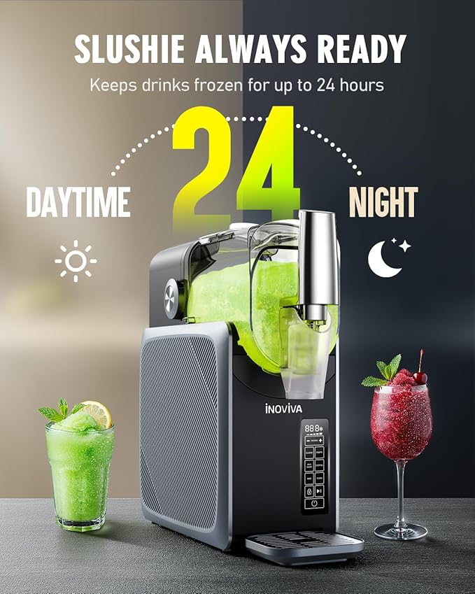 Slushie Machine, No Ice Needed, 88 oz INOVIVA Slushy Machine for Home with Self-Cleaning Function, Professional Frozen Drink Maker, 5 Preset Programs, Frozen Margaritas, Frappés, Milkshake, and More