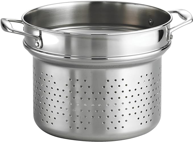 Tramontina Signature Stainless Steel Pasta Strainer Insert for Pot, Basket compatible with 8-Quart Stock Pot