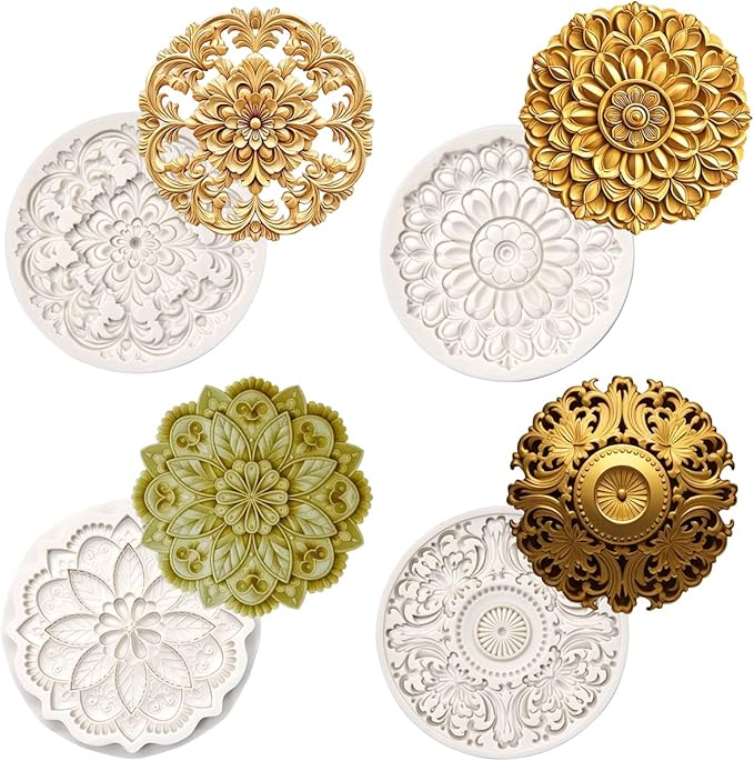 (Four-piece set) Multi-functional round flower, DIY silicone mold, cake chocolate mold wedding cake decoration tool soft cake mold